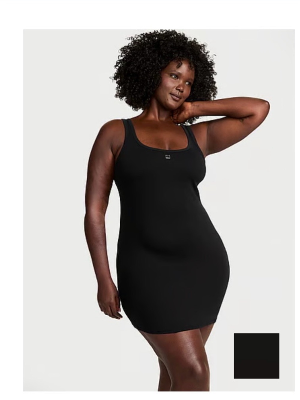 Victoria Secret XS Black Seamless Bodycon Slip Dress with Shelf Bra Unlined